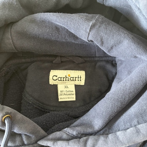 Mens Vintage 1990s Carhartt Charcoal Hoodie with Logo Patch | Size XL - Picture 5 of 6